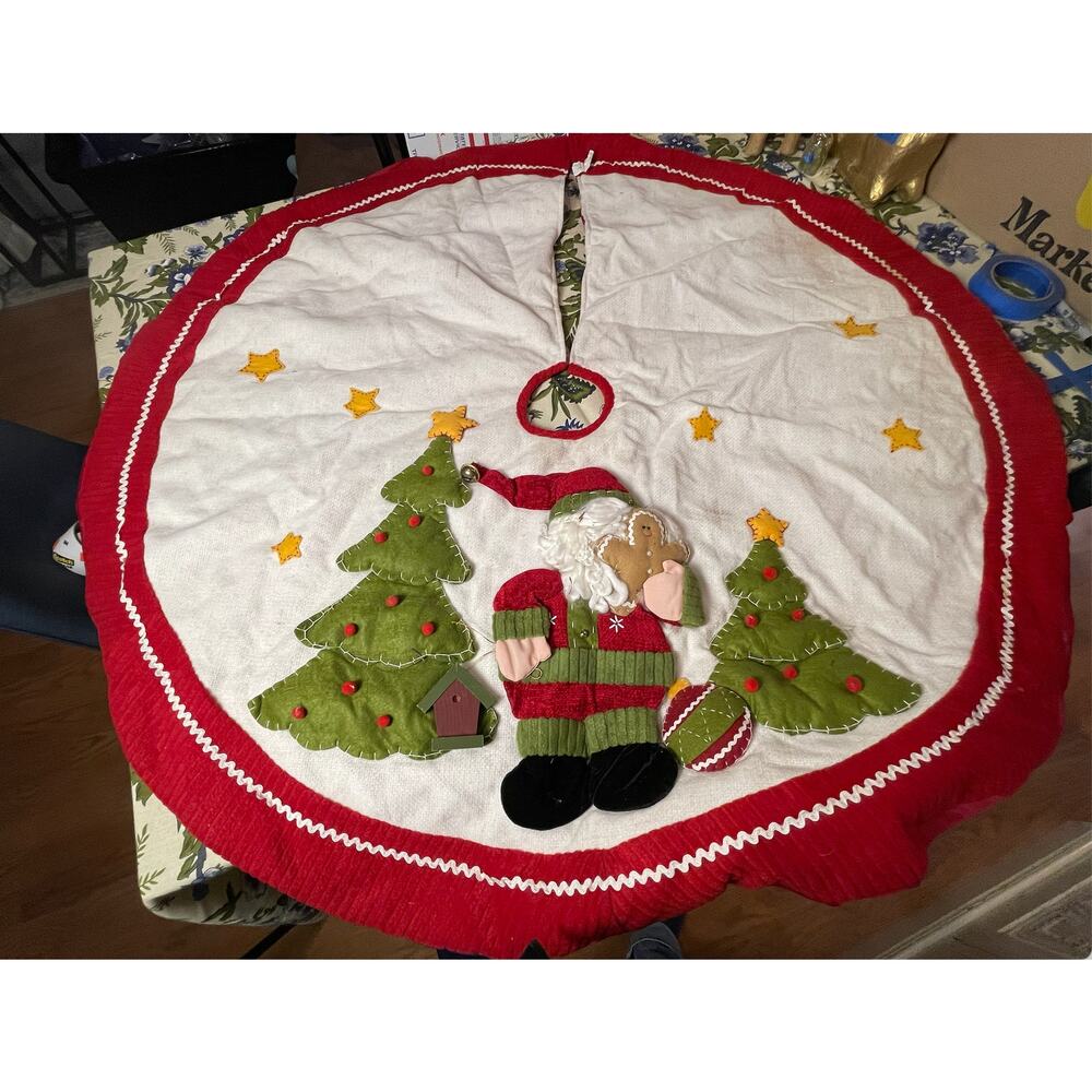 Santa's Best‎ Christmas Tree Skirt Vintage Mini Kids Christmas Decor Santa Claus